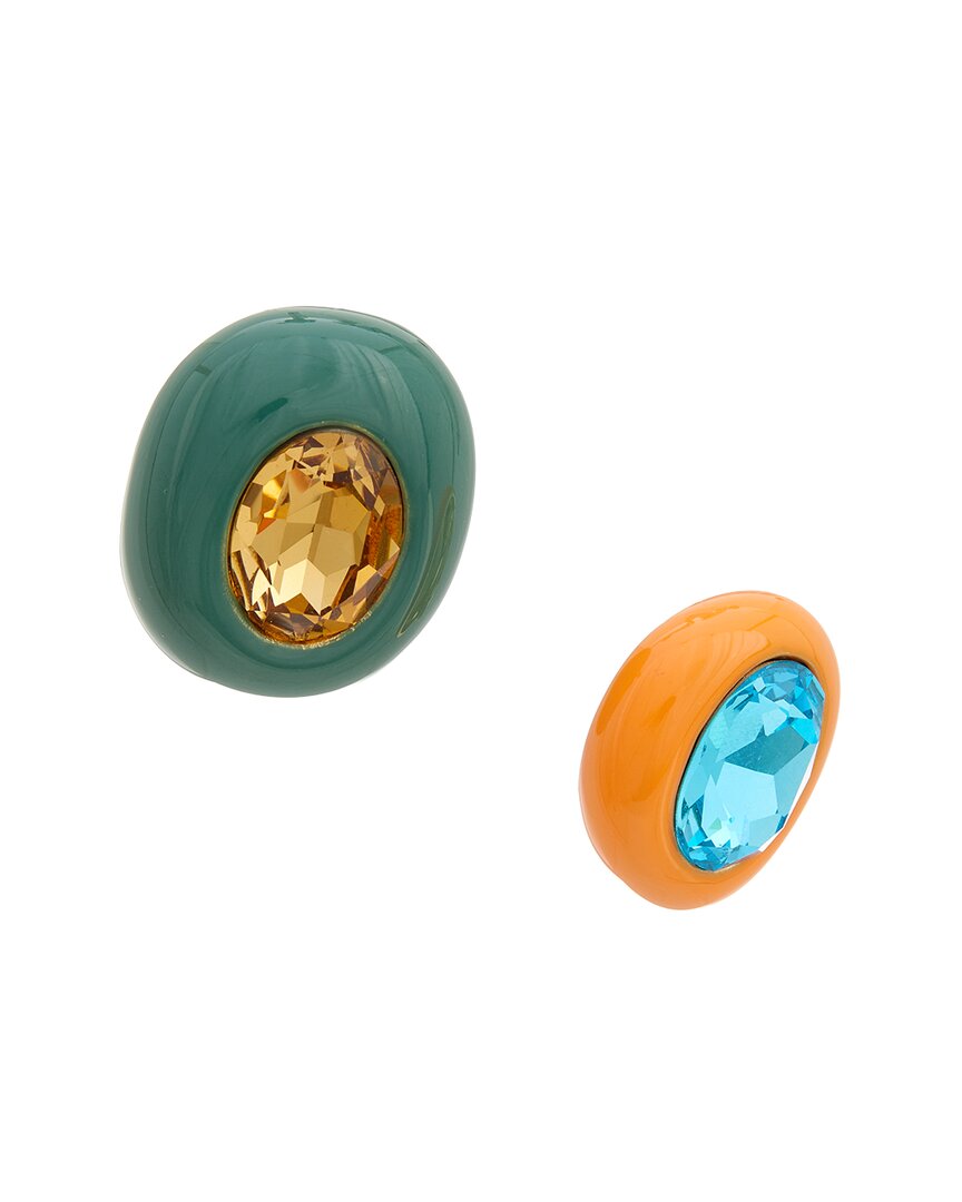 Oscar De La Renta Asymmetric Stud Earrings In Multi