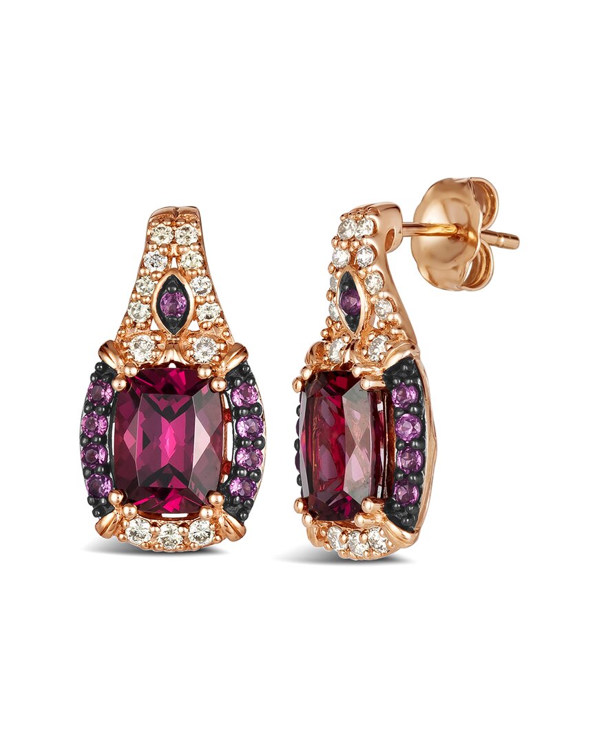 Le Vian ® Semi Precious Center 14k Rose Gold 3.92 Ct. Tw. Diamond & Rhodolite Earrings