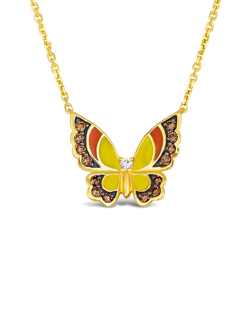 Le Vian ® Butterfly Away 14k 0.25 Ct. Tw. Diamond & Enamel Necklace