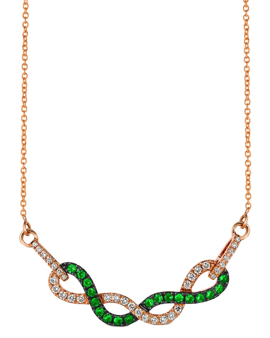 Le Vian ® 14k Rose Gold 0.52 Ct. Tw. Diamond & Emerald Necklace