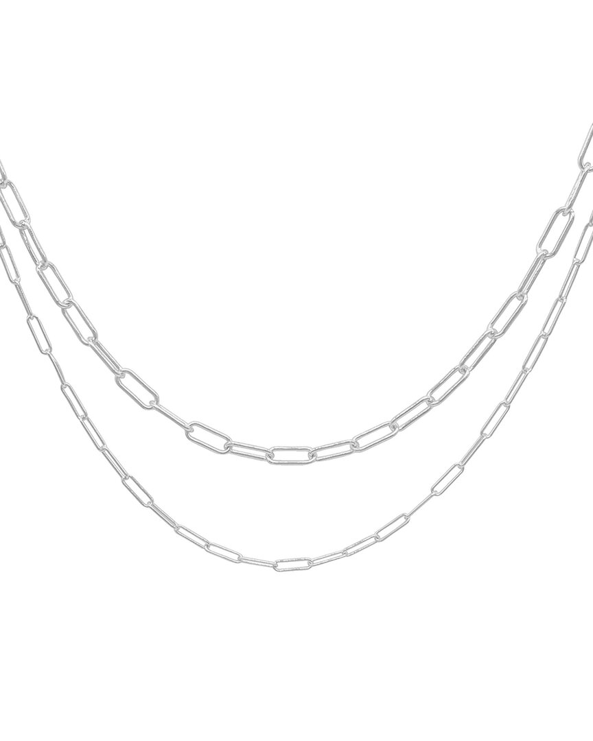 Adornia Silver Plated 3mm And 4mm Paper Clip Chain Set
