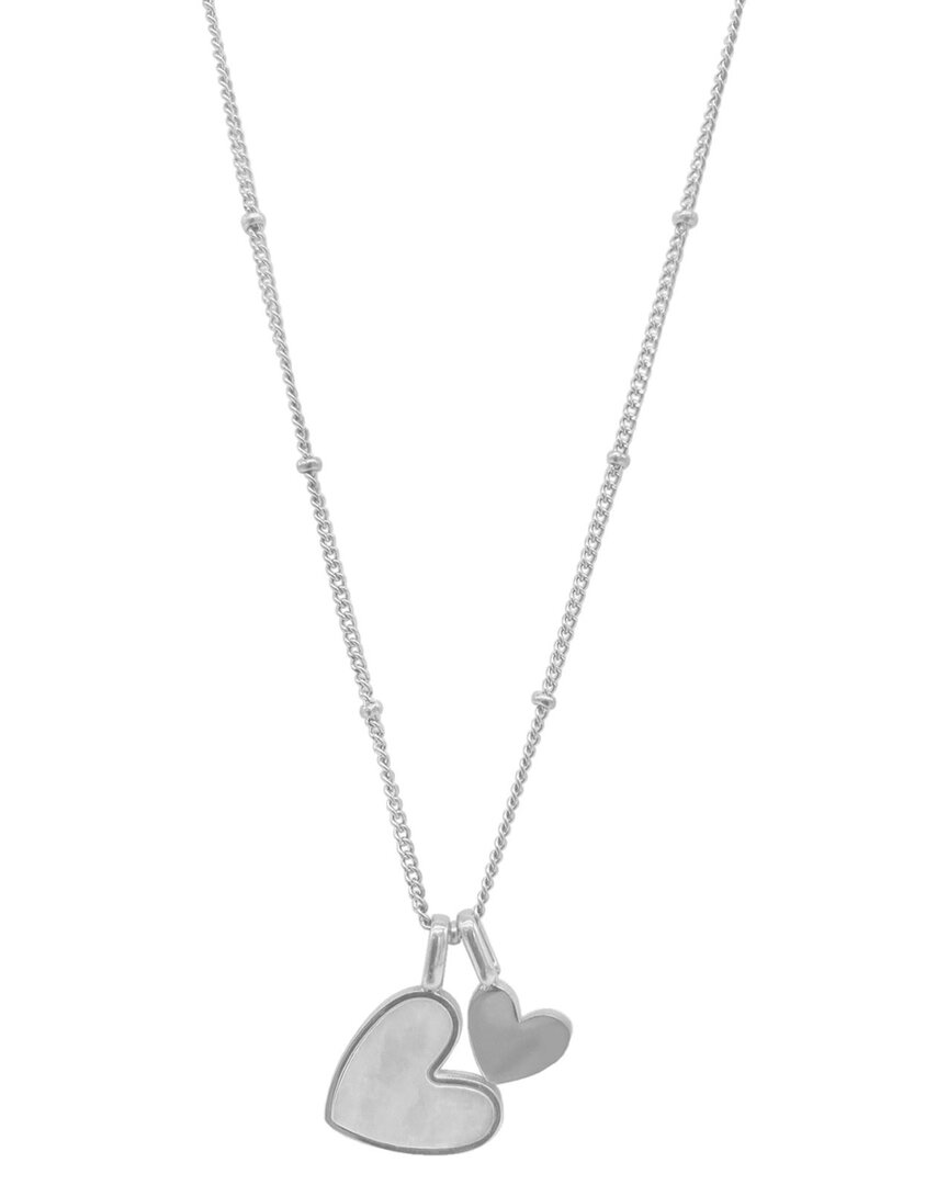 Adornia Tarnish Resistant Silver Plated Mother Of Pearl Heart Charms Necklace