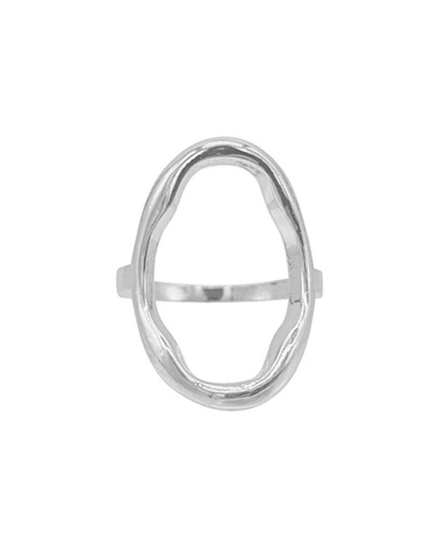 Adornia Silver Plated Open Hammered Oval Ring