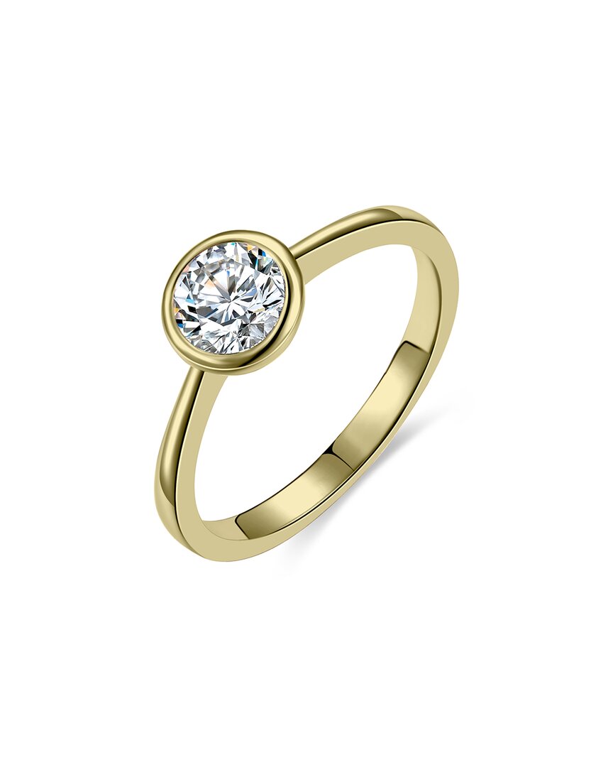 Rachel Glauber 14k Plated Cz Solitaire Ring