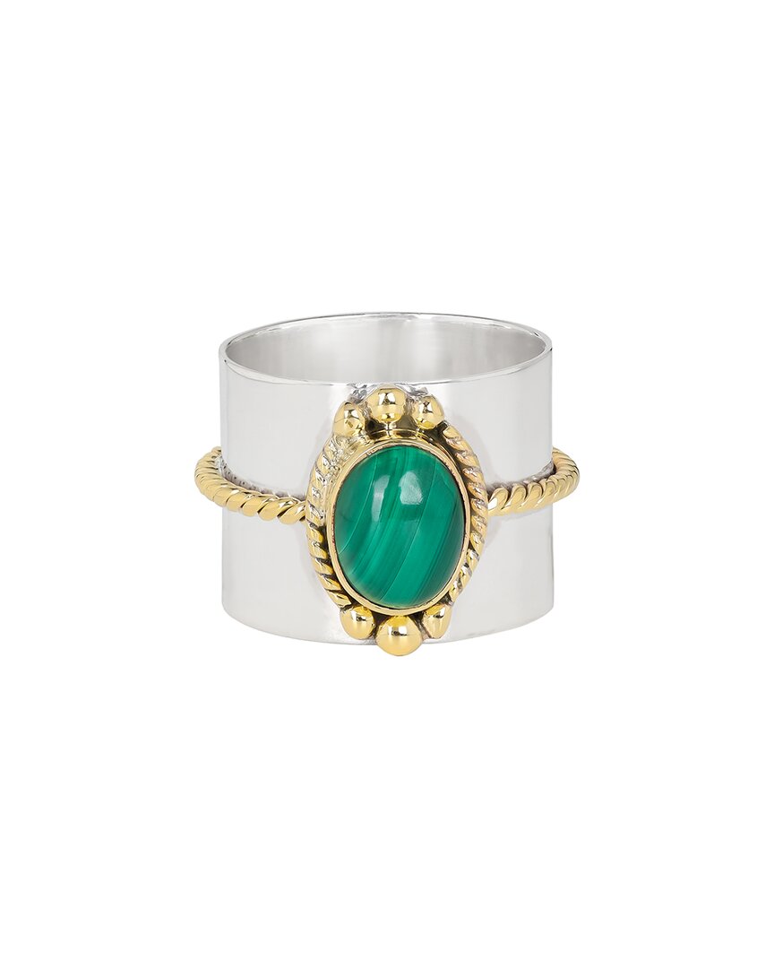 Tiramisu Silver 3.00 Ct. Tw. Malachite Ring