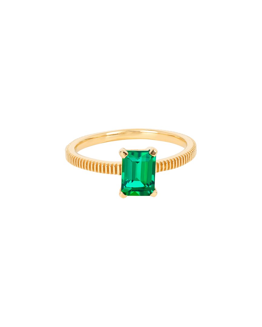 Tiramisu 14k Plated 0.75 Ct. Tw. Lab-grown Zambian Emerald Ring