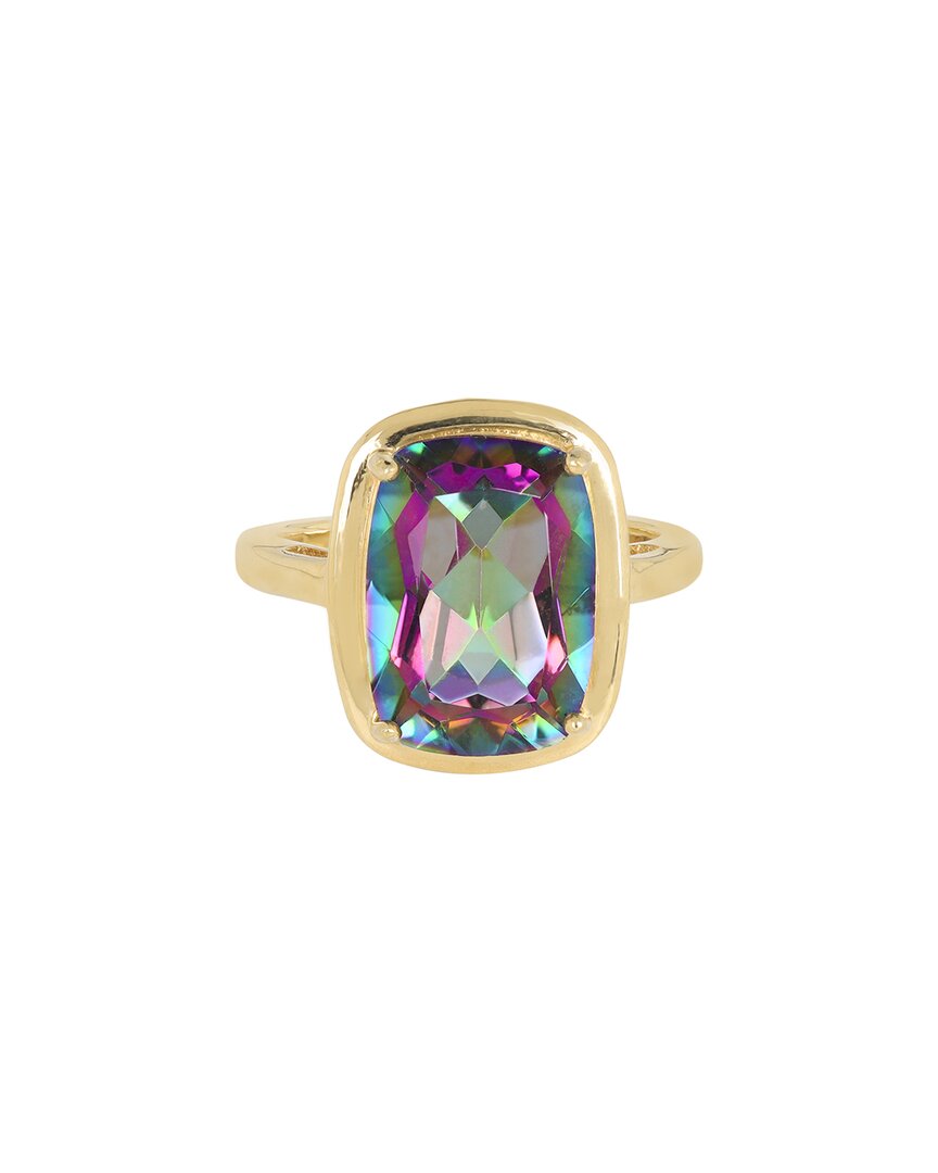 Tiramisu 14k Plated 5.80 Ct. Tw. Rainbow Mystic Quartz Ring