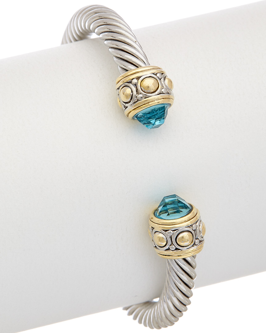 Image of JUVELL K Two-Tone Plated Blue Topaz Twisted Cable Bangle