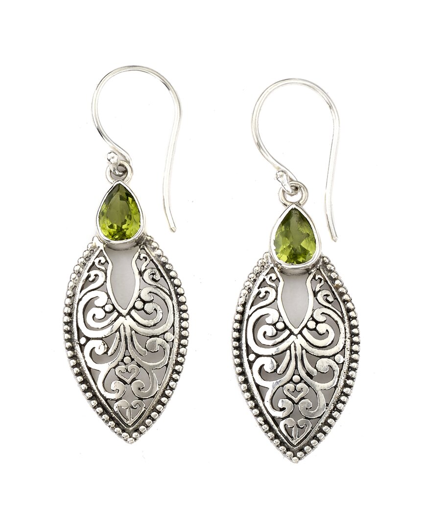 Samuel B. Silver 0.80 Ct. Tw. Peridot Bali Design Earrings