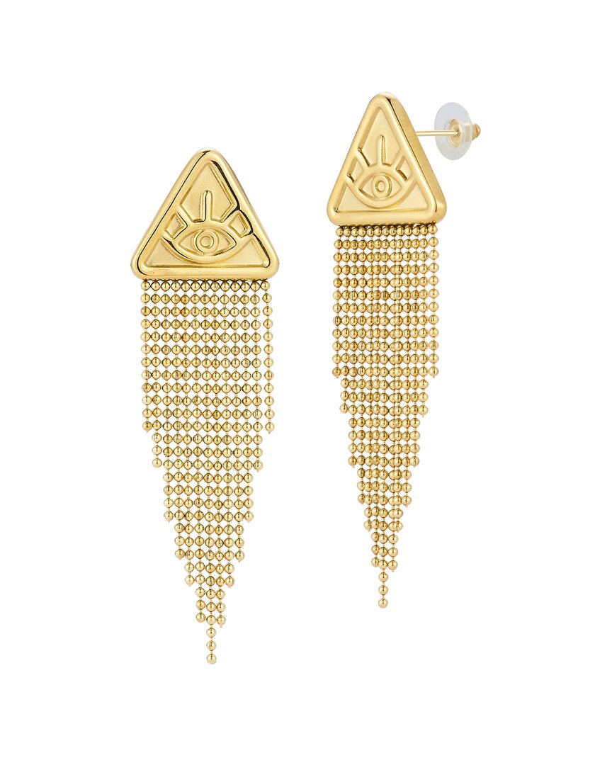 Sphera Milano Plated Evil Eye Fringe Earrings