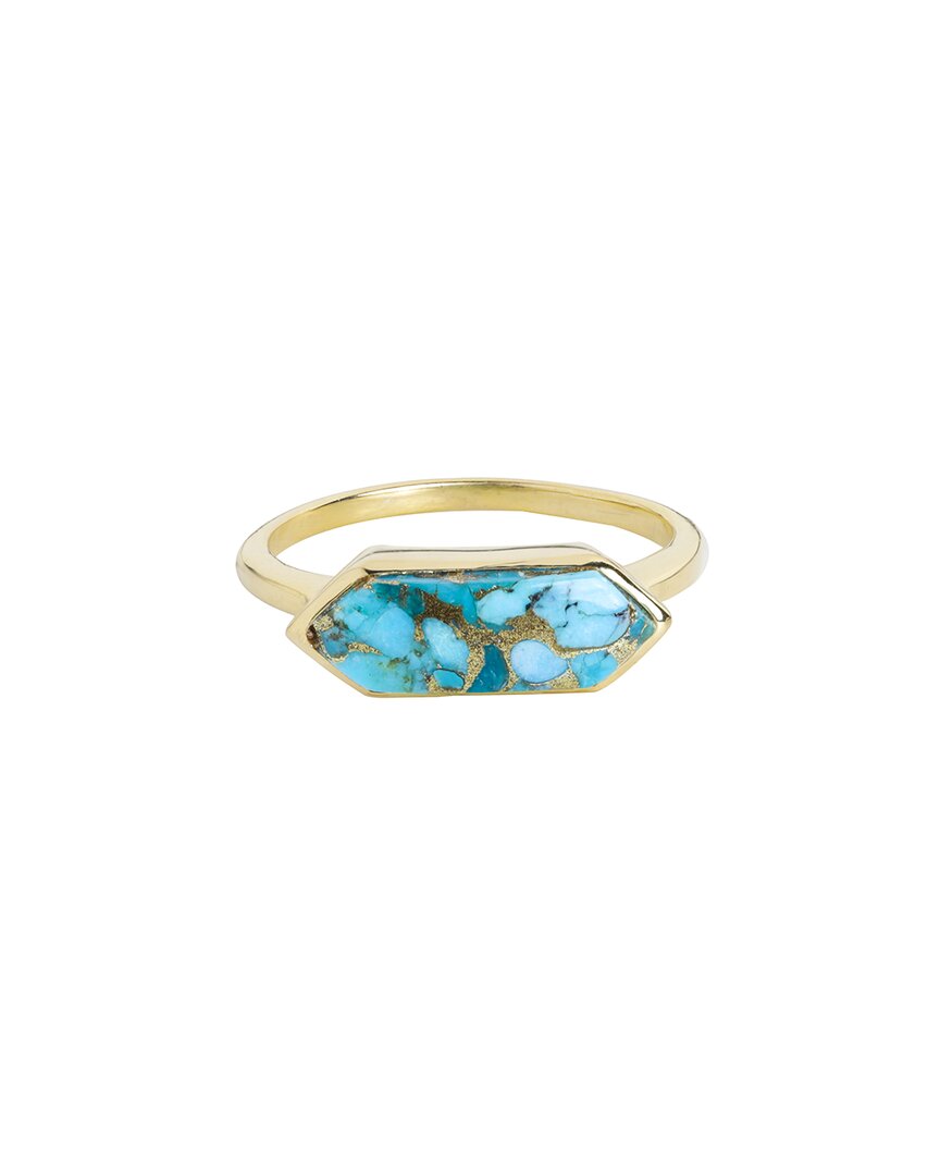 Tiramisu 14k Over Silver 2.39 Ct. Tw. Blue Copper Turquoise Ring