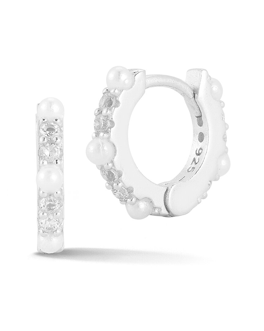 Sphera Milano Silver 2mmmm Pearl Cz Huggie Earrings