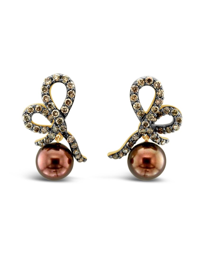 Shop Le Vian 14k Honey Gold 1.14 Ct. Tw. Diamond Pearl Earrings