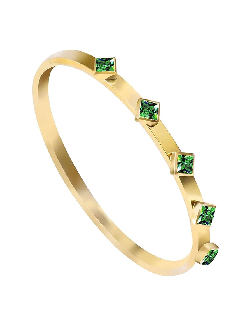 Liv Oliver 18k Plated 2.25 Ct. Tw. Green Quartz Bangle Bracelet