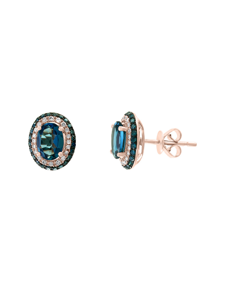 Shop Effy Fine Jewelry 14k Rose Gold 2.54 Ct. Tw. Diamond & London Blue Topaz  Earrings