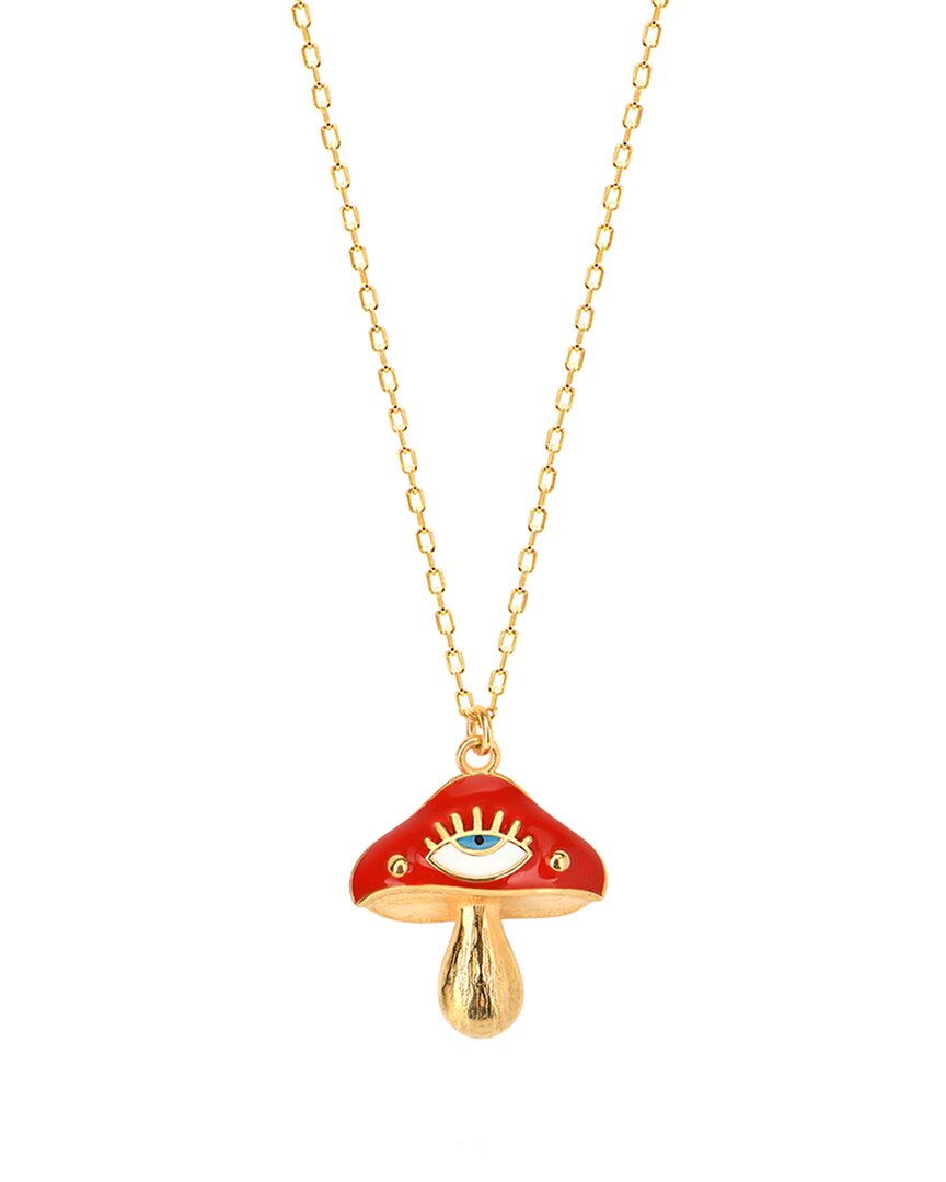 Gabi Rielle 14k Over Silver Lucky Magic Mushroom Charm Necklace