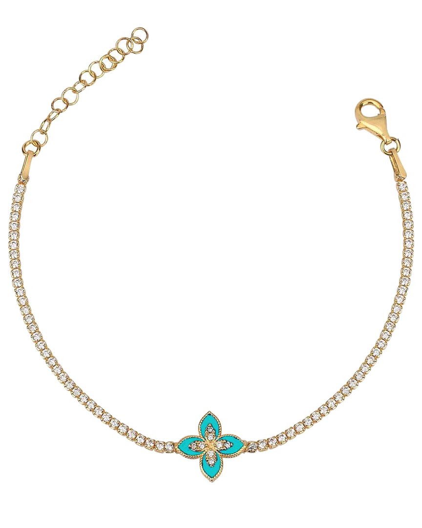Gabi Rielle Women's 14k Gold Vermeil, Sterling Silver & Turquoise Enamel Jeweled Bracelet
