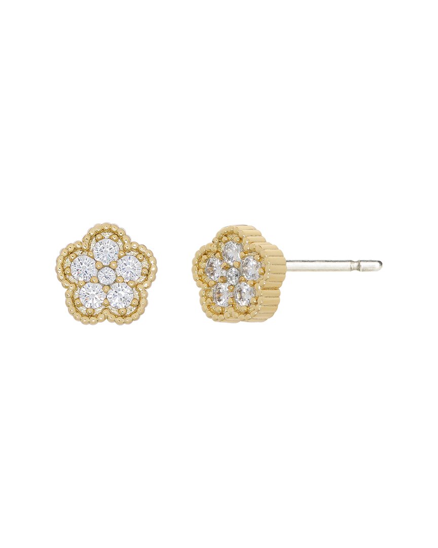 Jankuo Flower 14k Plated Cz Stud-post Earrings