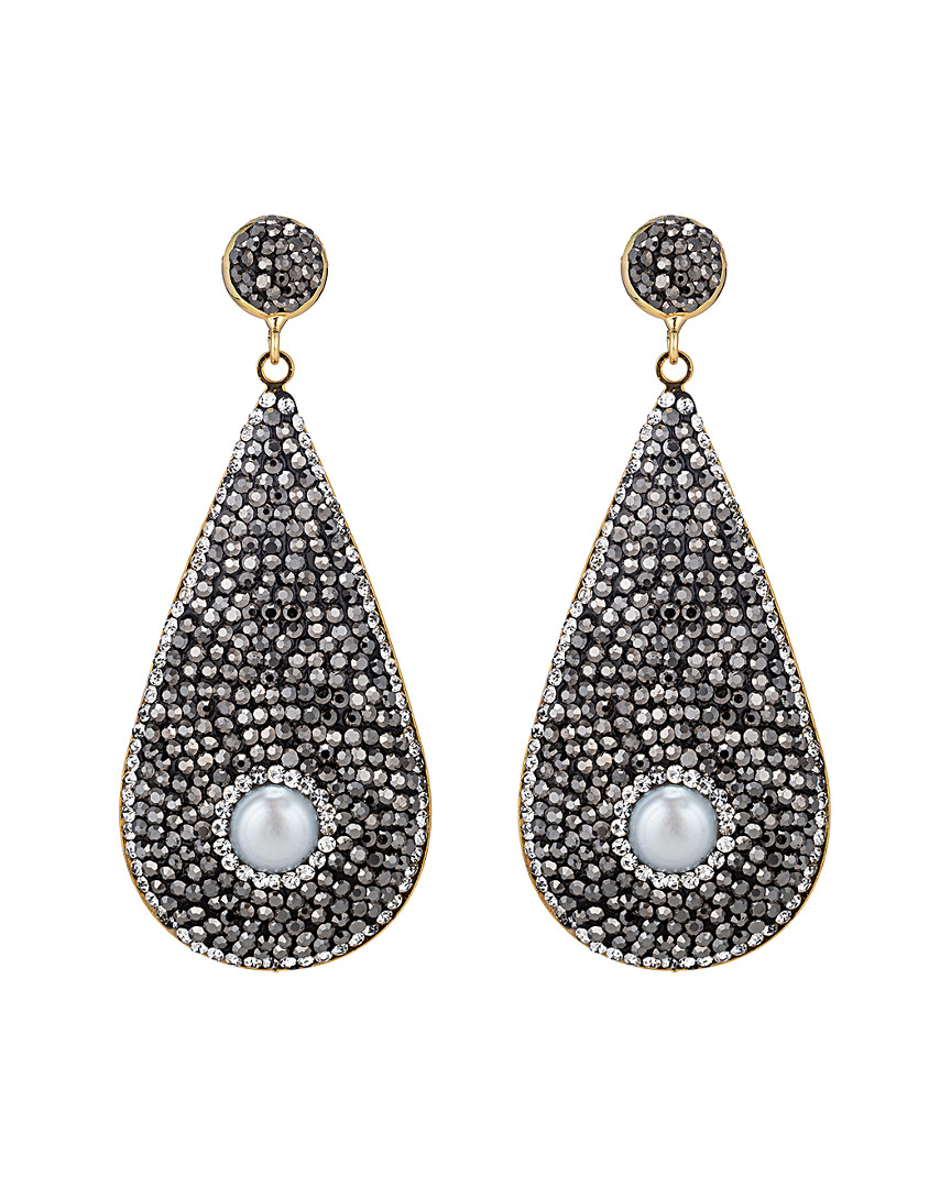 Eye Candy La Hematite And Freshwater Pearl Drop Earring