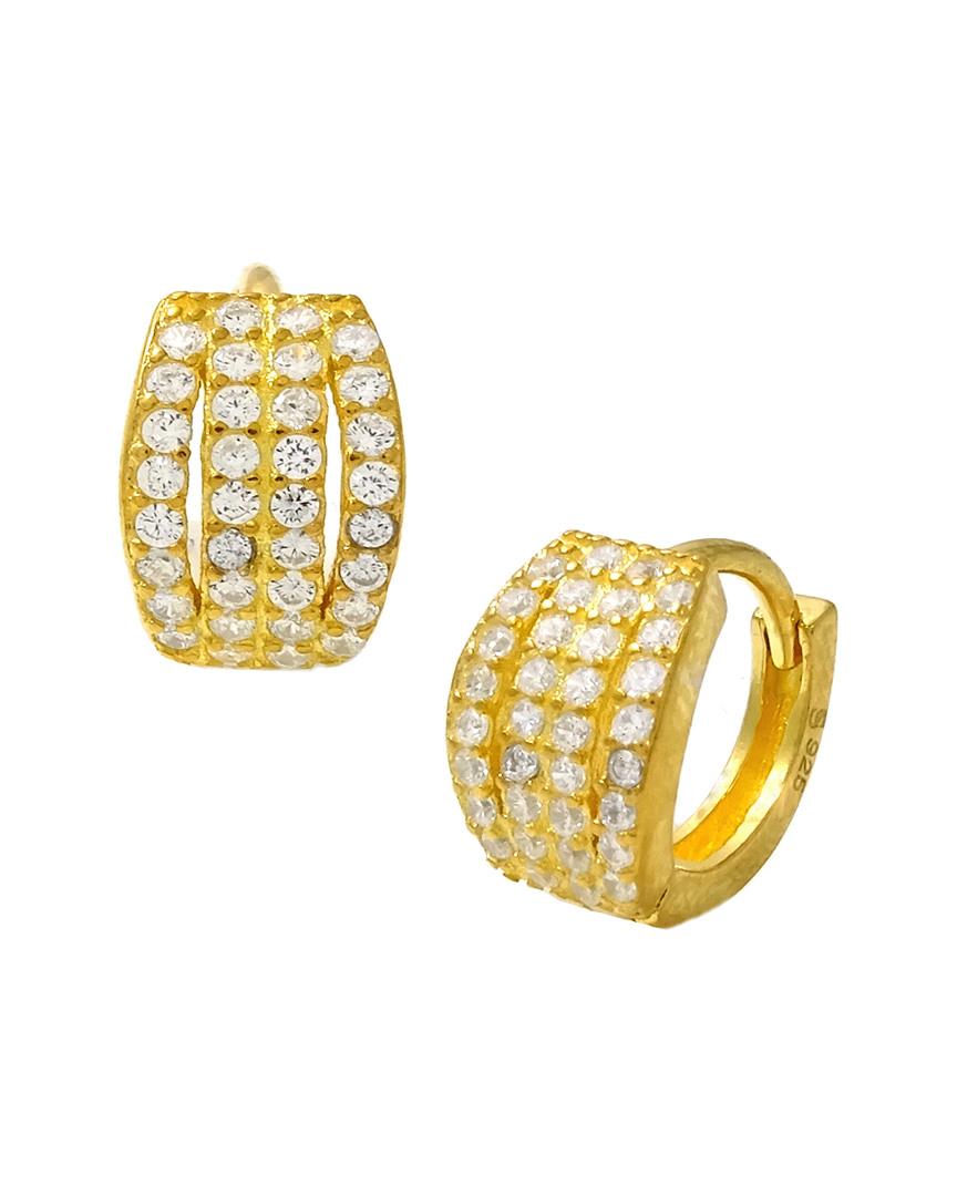 Savvy Cie 18k Over Silver Cz Micro Huggie Earrings In Yellow