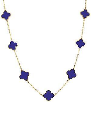 Italian Gold 14K Lapis Clover Layered Necklace