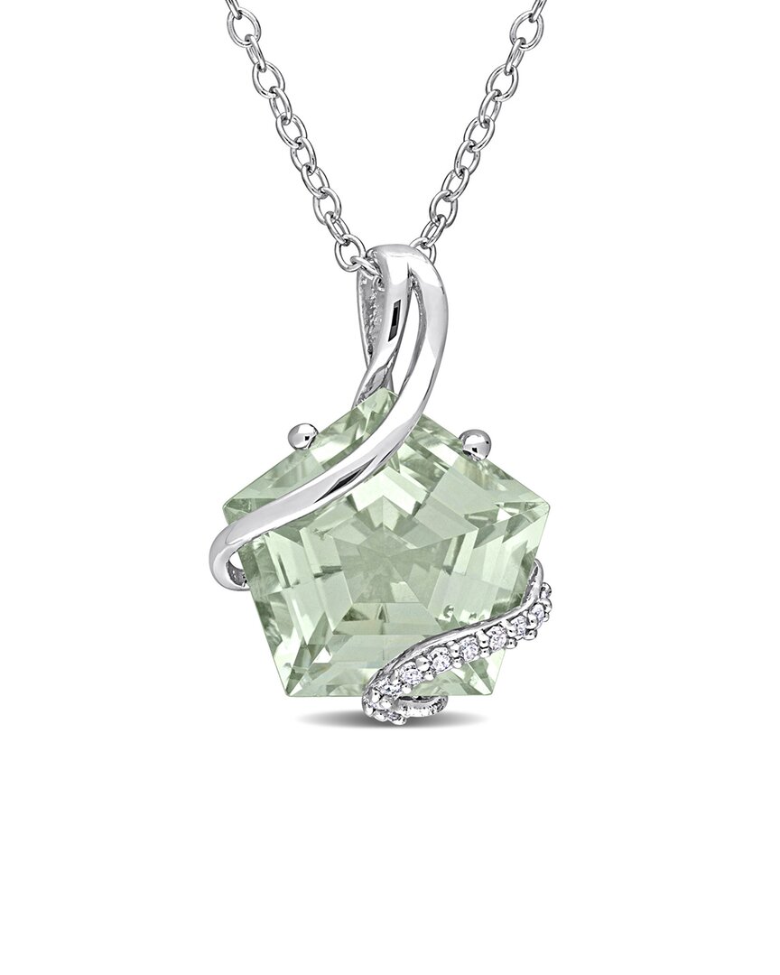 Rina Limor Silver 6.56 Ct. Tw. Diamond & Green Amethyst Necklace