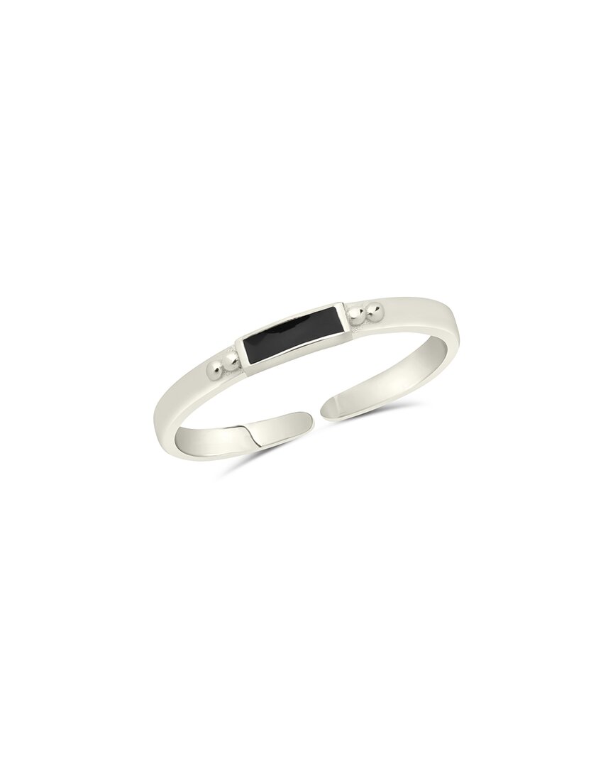 Sterling Forever Sterling Silver Thin Enamel Open Signet Ring