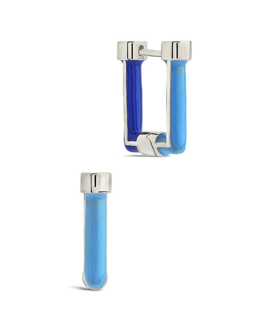 STERLING FOREVER STERLING FOREVER RHODIUM PLATED ENAMEL SHAYLA HOOPS