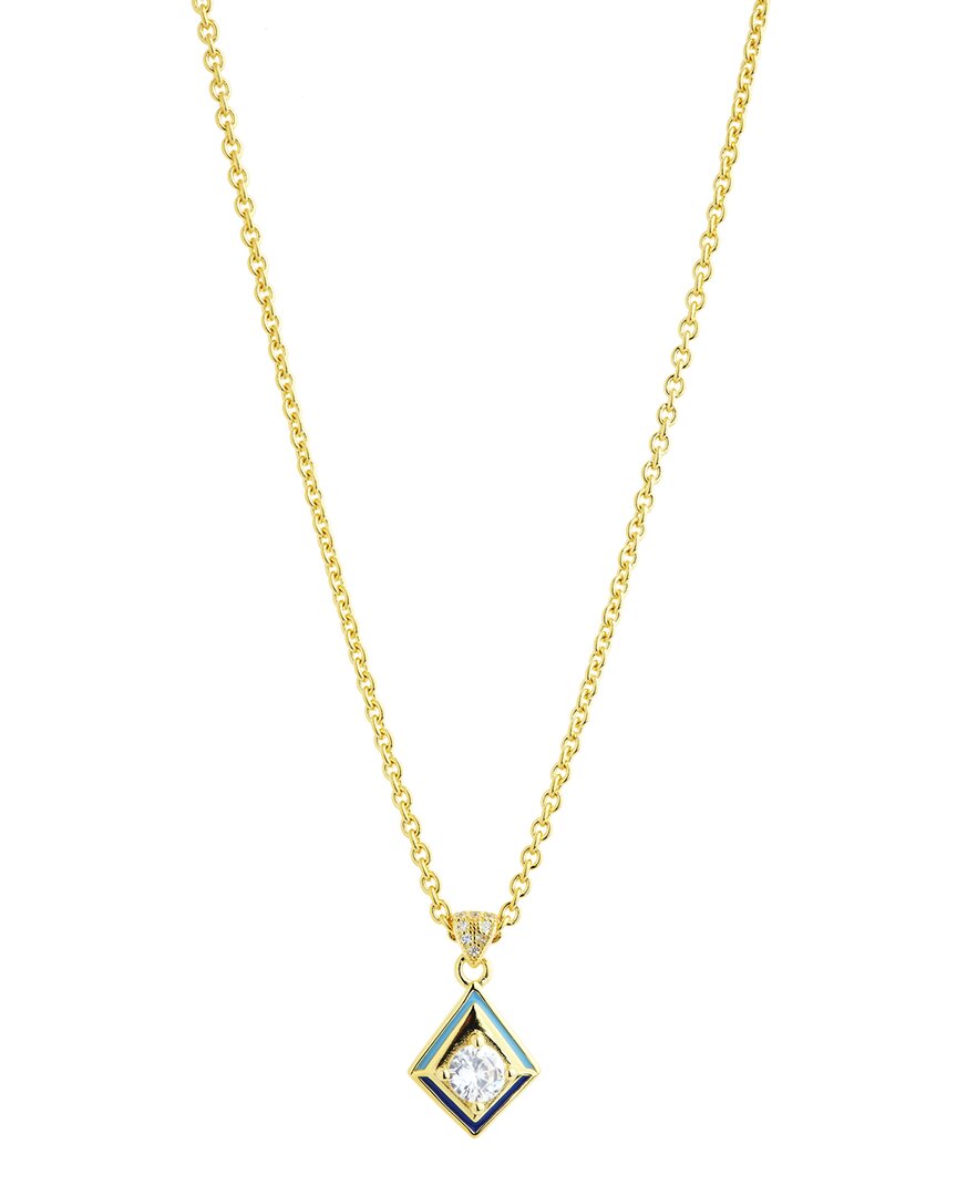 Sterling Forever 14k Plated Cz Pendant Necklace