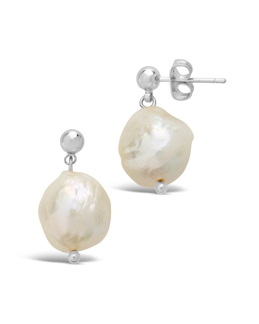 Sterling Forever Rhodium Plated 13mm Pearl Resin Large Drop Studs