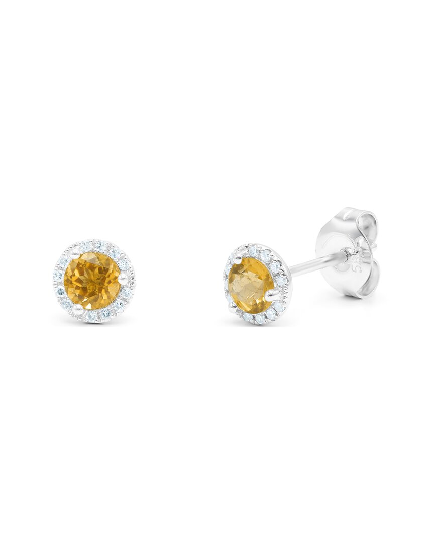 Shop Diana M. Fine Jewelry 14k 0.75 Ct. Tw. Diamond & Citrine Halo Studs