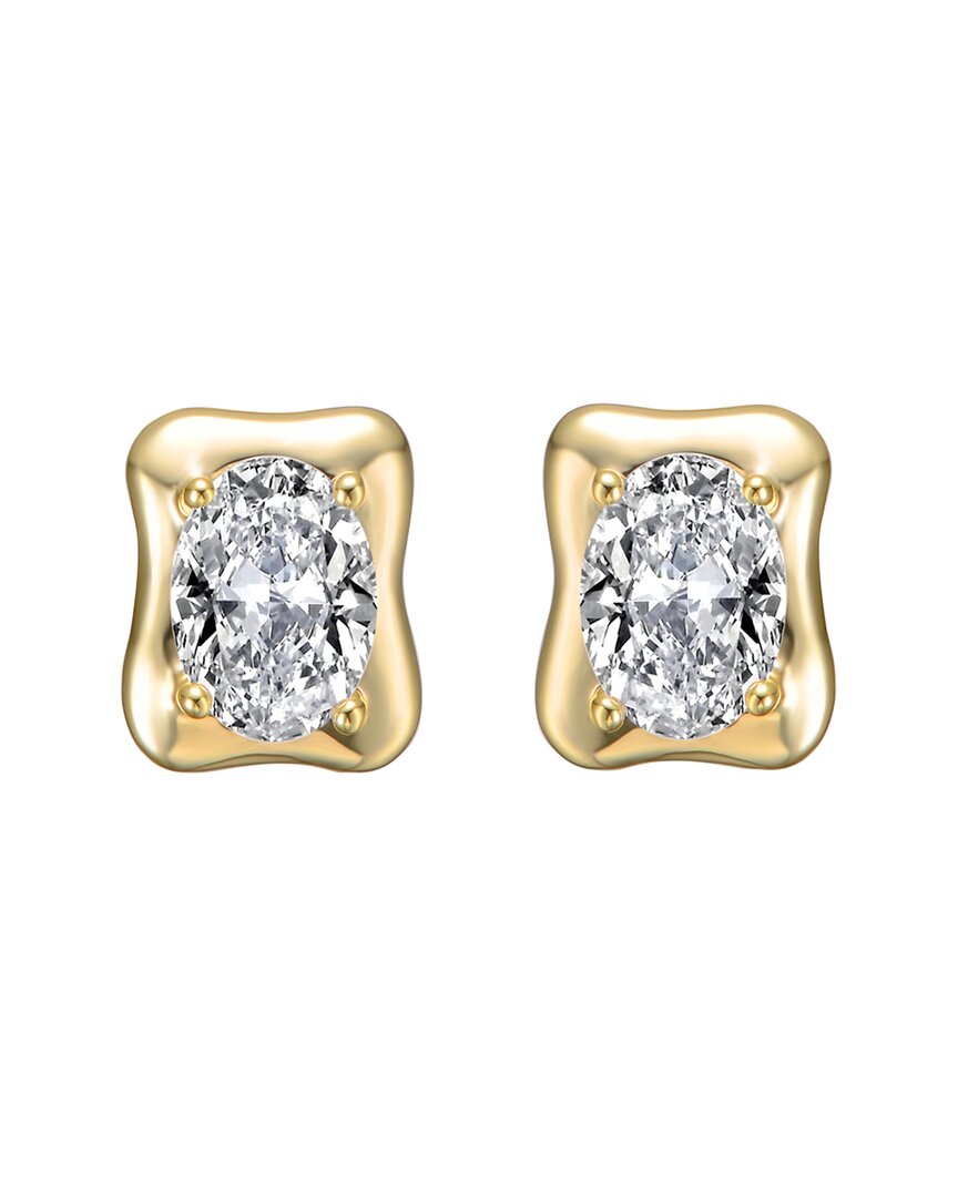 Genevive Sterling Silver 14k Gold Plated With Clear Cubic Z