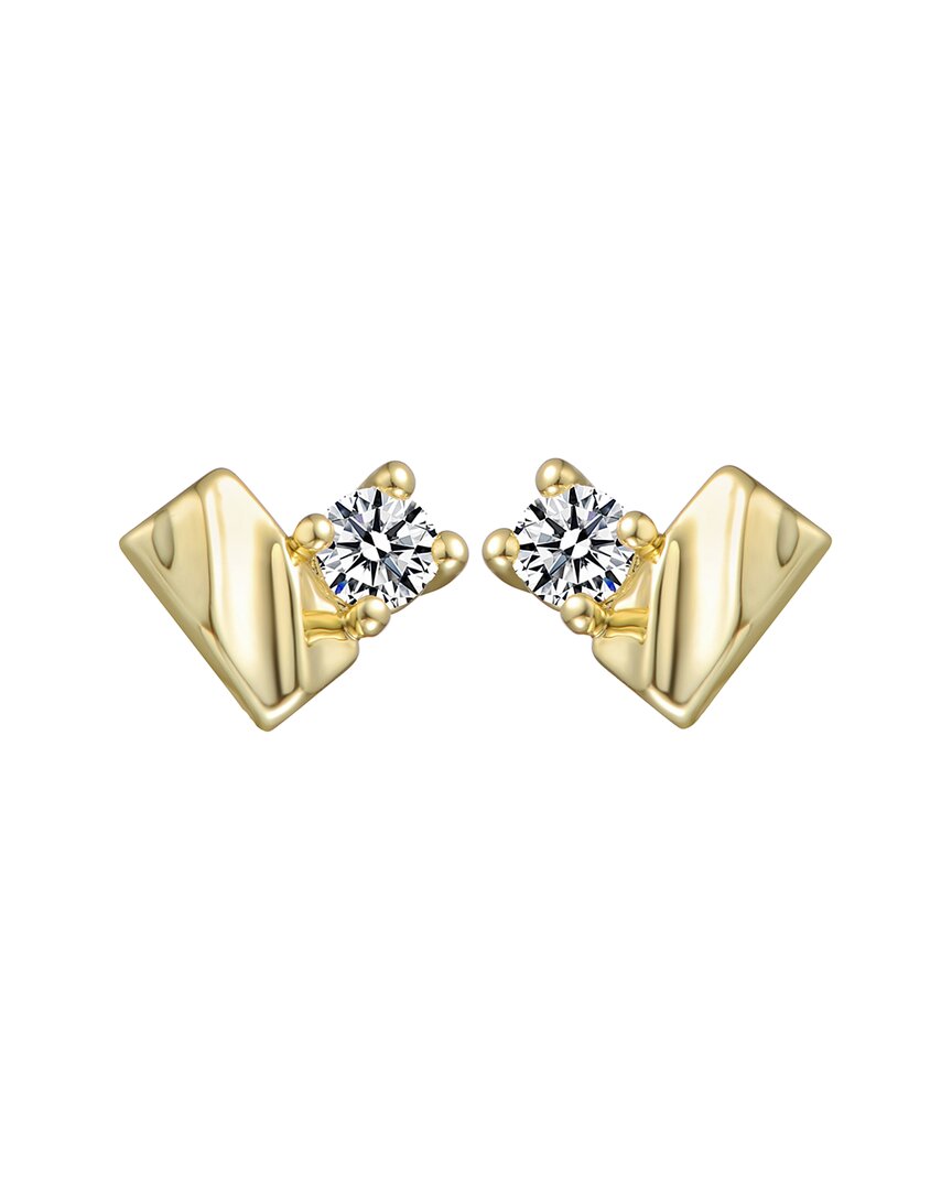 Genevive Sterling Silver 14k Gold Plated With Clear Moissan