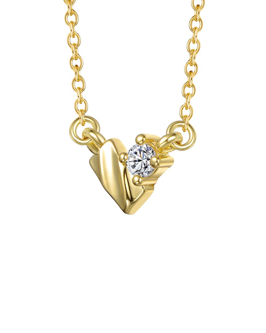 Genevive Sterling Silver 14k Gold Plated With Clear Moissan In Gold