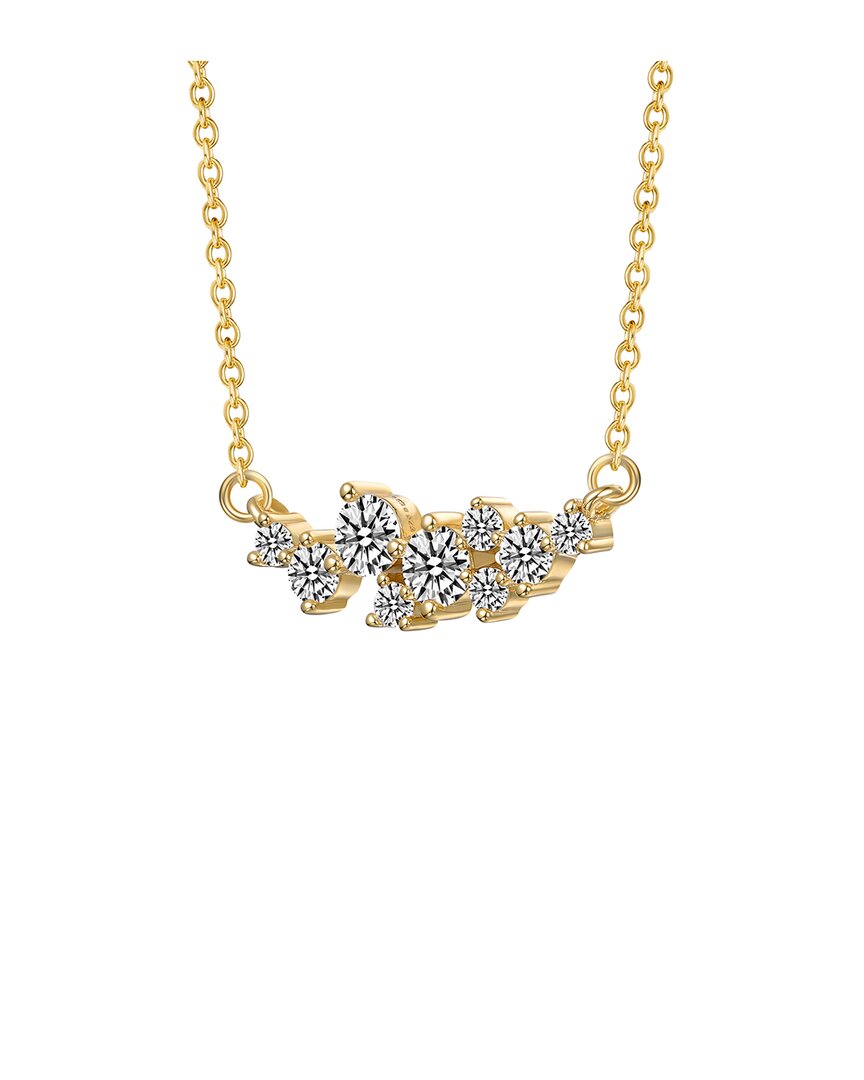 Genevive Sterling Silver 14k Gold Plated With Clear Moissan