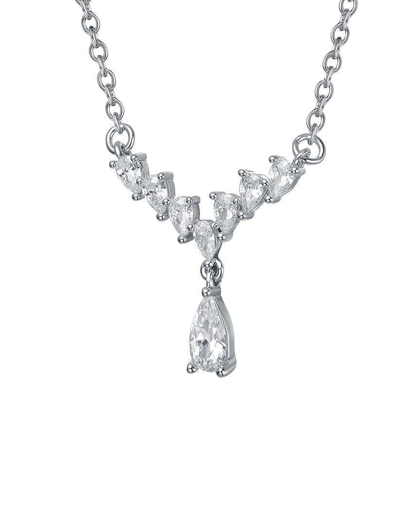 Genevive Sterling Silver White Gold Plated With Clear Gradu