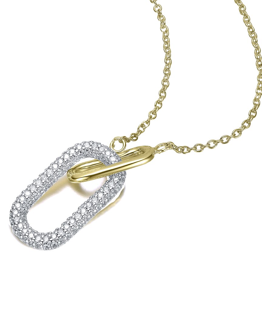 Genevive Sterling Silver With Clear Cubic Zirconia Interloc