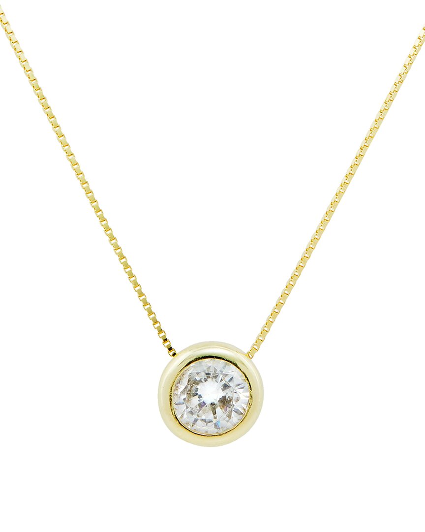 Savvy Cie 18k Over Silver Cz Solitaire Necklace