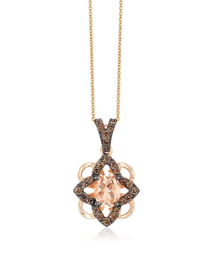 Le Vian 14k Rose Gold 0.82 Ct. Tw. Diamond & Morganite Pendant Necklace