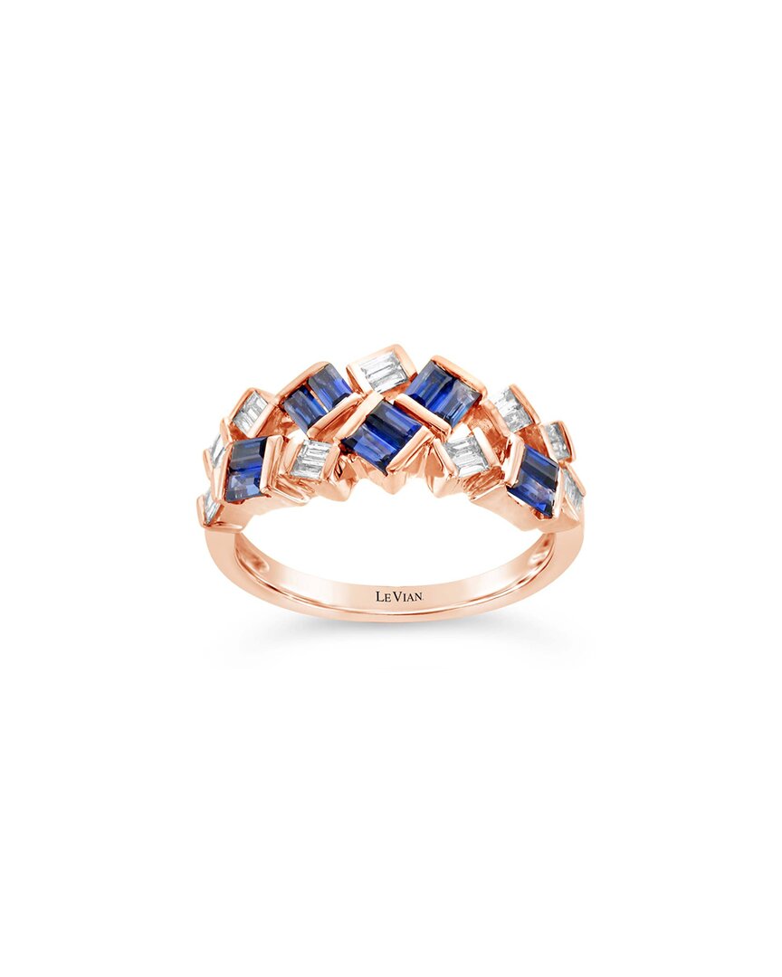 Le Vian 14k Rose Gold 0.89 Ct. Tw. Diamond & Sapphire Half-eternity Ring