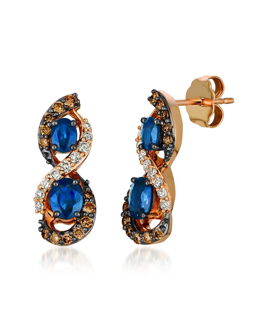Le Vian 14k Rose Gold 1.65 Ct. Tw. Diamond & Sapphire Earrings