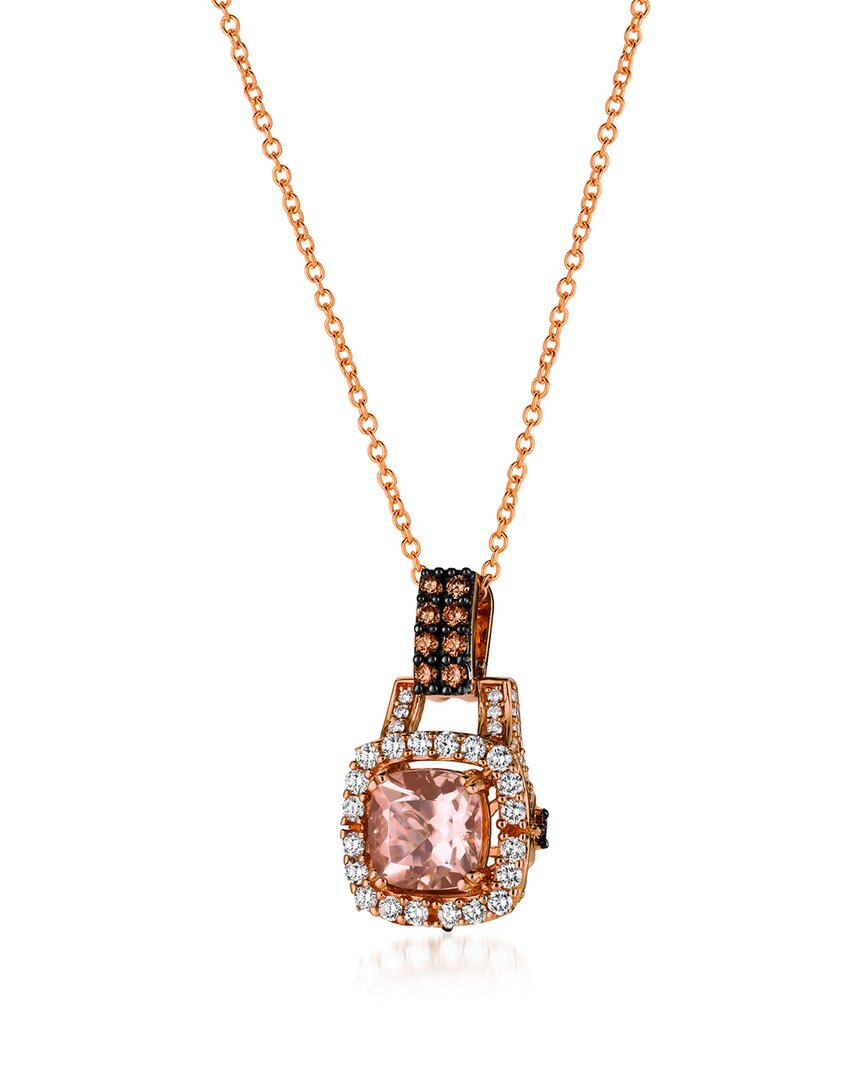 Le Vian 14k Rose Gold 1.57 Ct. Tw. Diamond & Morganite Pendant Necklace