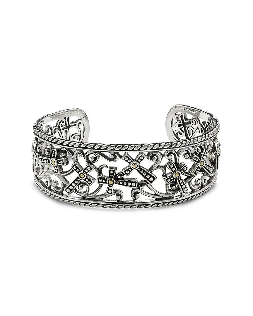 Samuel B. 18k Over Silver Cross Bangle Bracelet In Gold