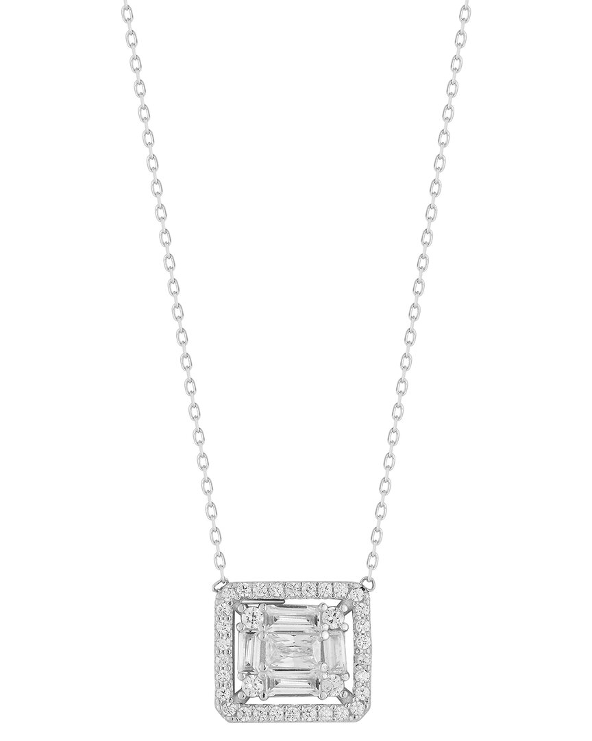 Chloe & Madison Chloe And Madison Silver Cz Illusion Pendant Necklace