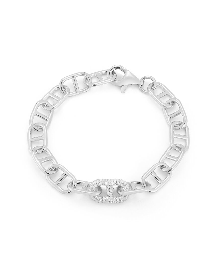 Chloe & Madison Chloe And Madison Silver Cz Chunky Bold Mariner Link Bracelet