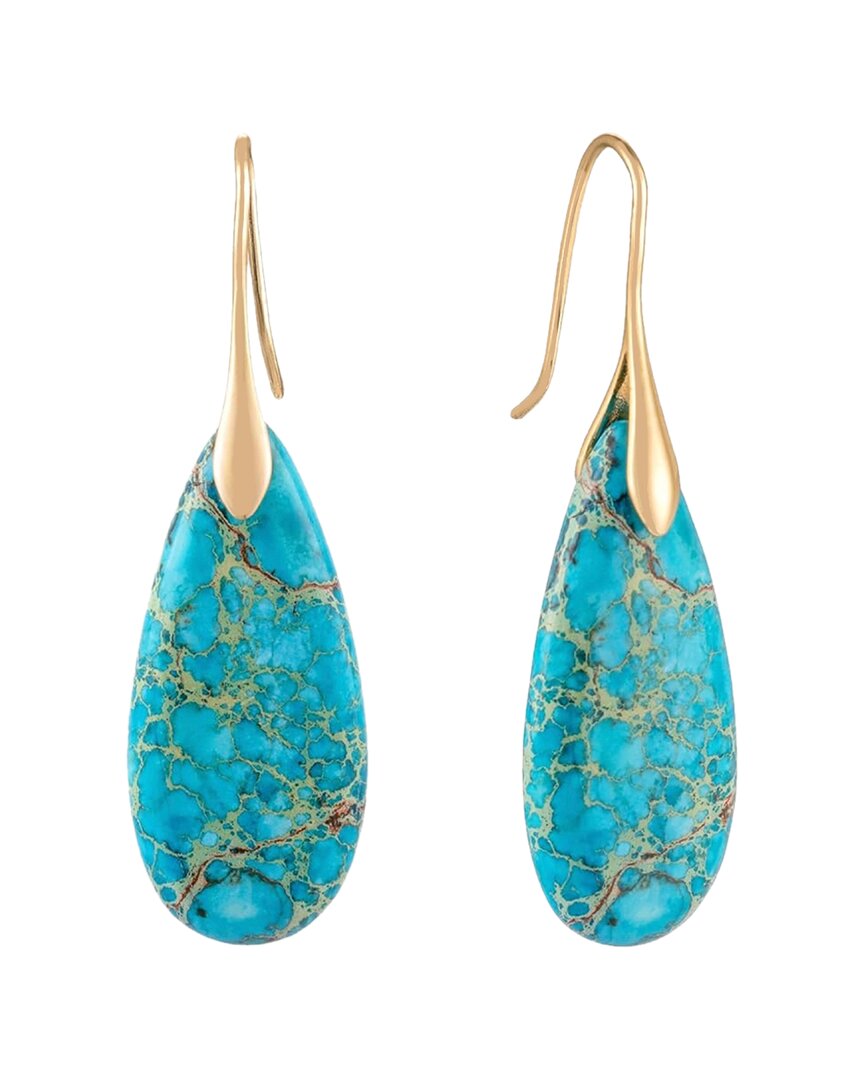 Liv Oliver 18k 18.75 Ct. Tw. Turquoise Drop Earrings In Brown