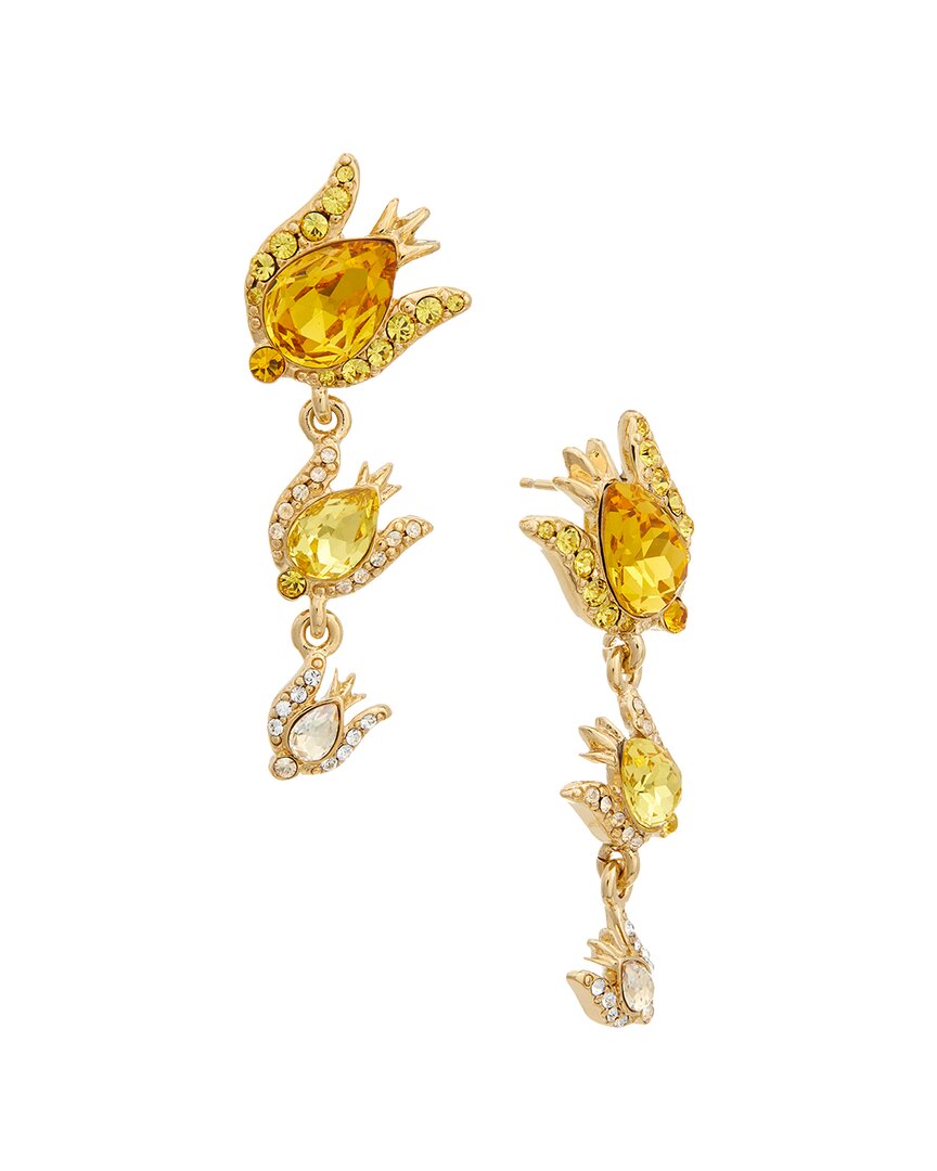 Oscar De La Renta Rose Crystal 3-drop Earrings
