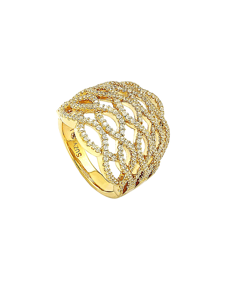 Suzy Levian Gold Over Silver Cz Ring