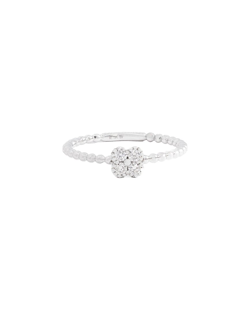 Maitre De Diamant 18k 0.13 Ct. Tw. Diamond Ball Flower Ring