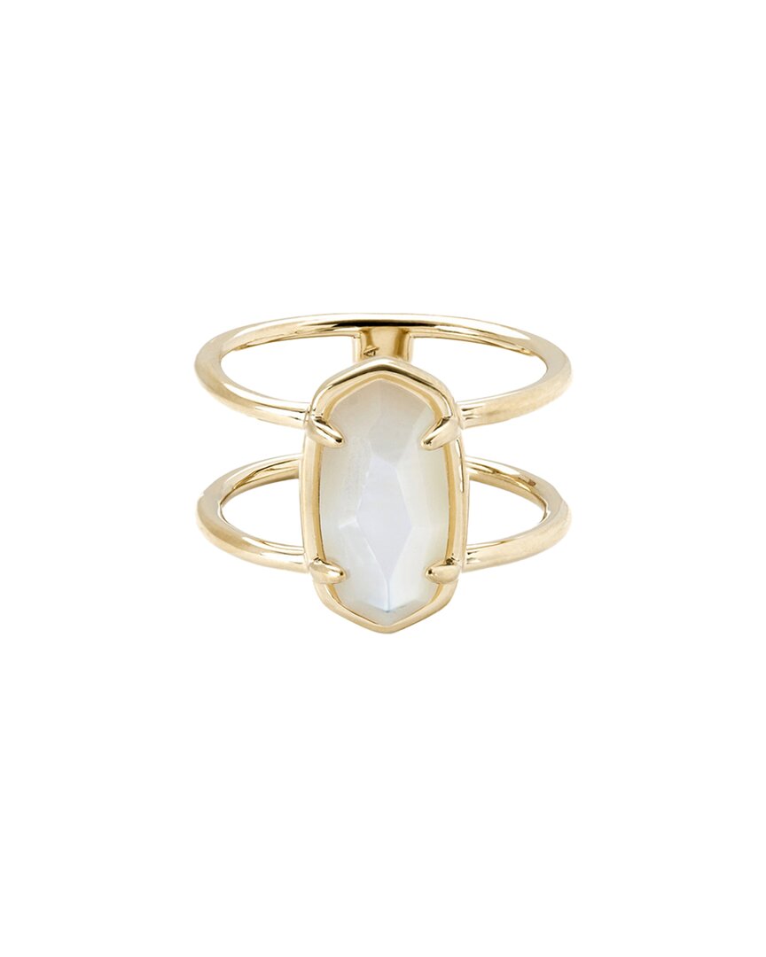 Kendra Scott Elyse 18k Over Silver Mother Of Pearl Ring In Gold